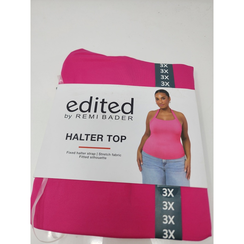 Edited by Remi Bader Womens Halter Top Pink Nylon Blend Casual Size 3XL